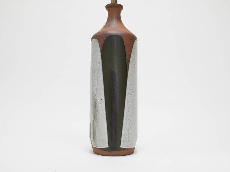 Glazed David Cressey 'Flame' Glaze Ceramic Table Lamp, 1960s For Sale