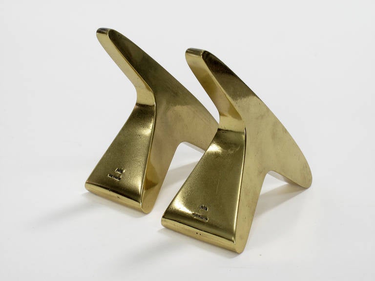 Solid Brass Bookends by Carl Auböck For Sale 3