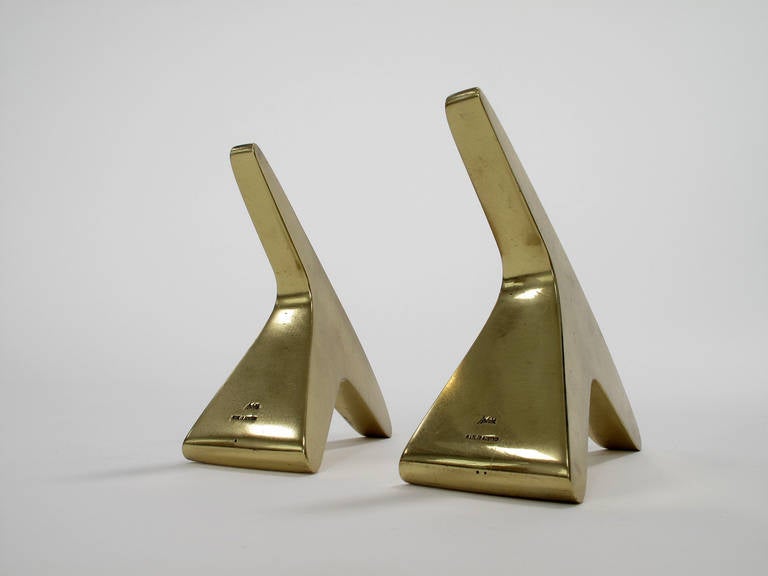 Austrian Solid Brass Bookends by Carl Auböck For Sale