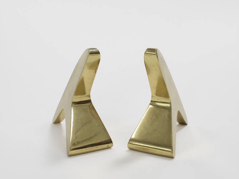 Solid Brass Bookends by Carl Auböck For Sale 1