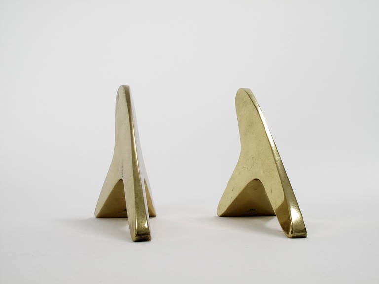 Mid-Century Modern Solid Brass Bookends by Carl Auböck For Sale