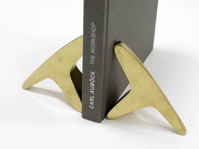 Mid-20th Century Solid Brass Bookends by Carl Auböck For Sale