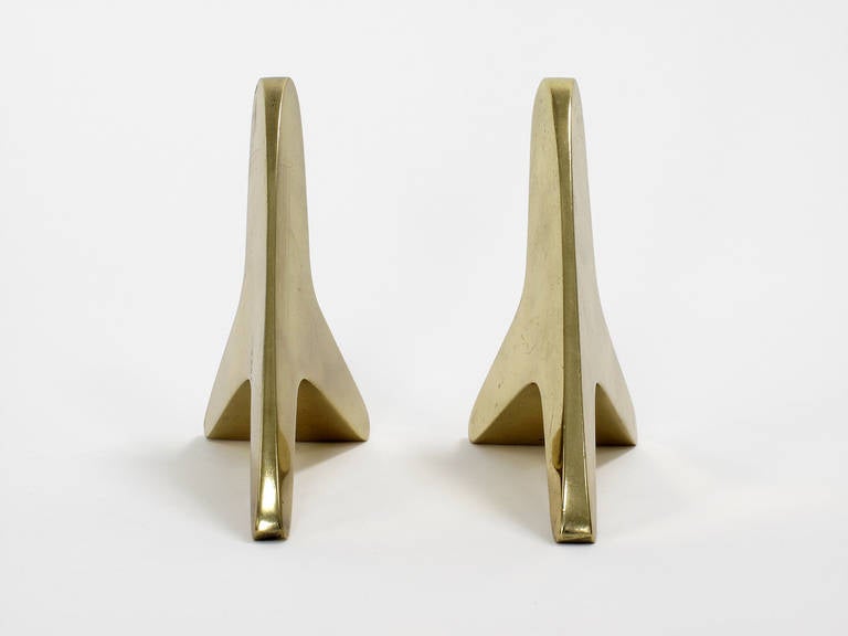 Solid Brass Bookends by Carl Auböck In Excellent Condition For Sale In Los Angeles, CA