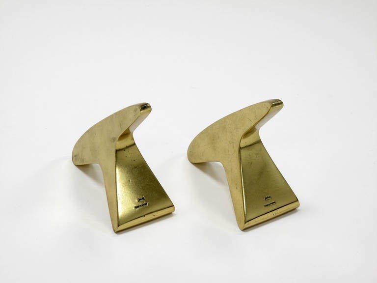 Solid Brass Bookends by Carl Auböck For Sale 2