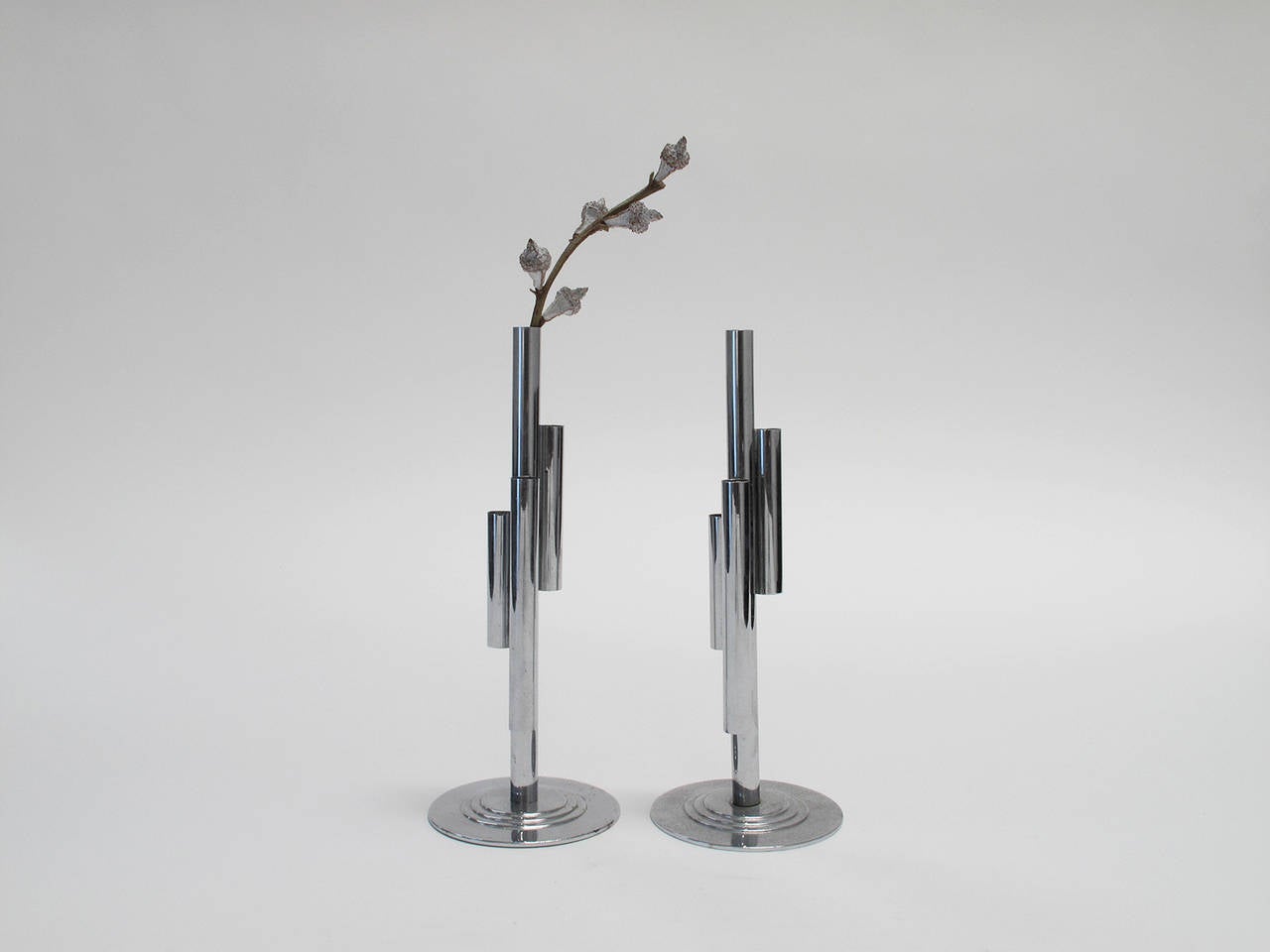 American Pair of Chrome-Plated Bud Vases by Chase For Sale