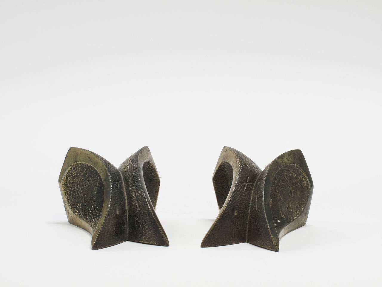 Mid-20th Century Modernist Brass Bookends For Sale