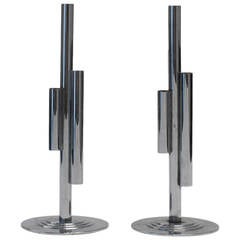 Pair of Chrome-Plated Bud Vases by Chase