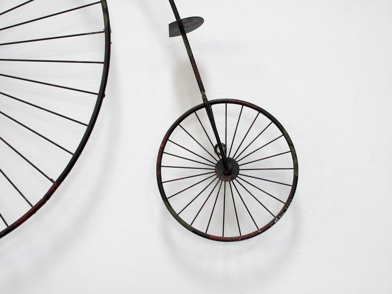 Metalwork High Wheel Bicycle Wall Sculpture by Curtis Jere