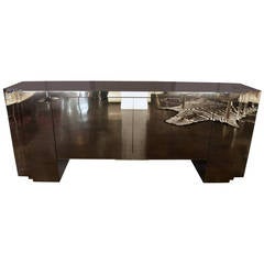 1970s Smoked Glass Credenza or Sideboard 1970s Smoked Glass Credenza or Sideboard