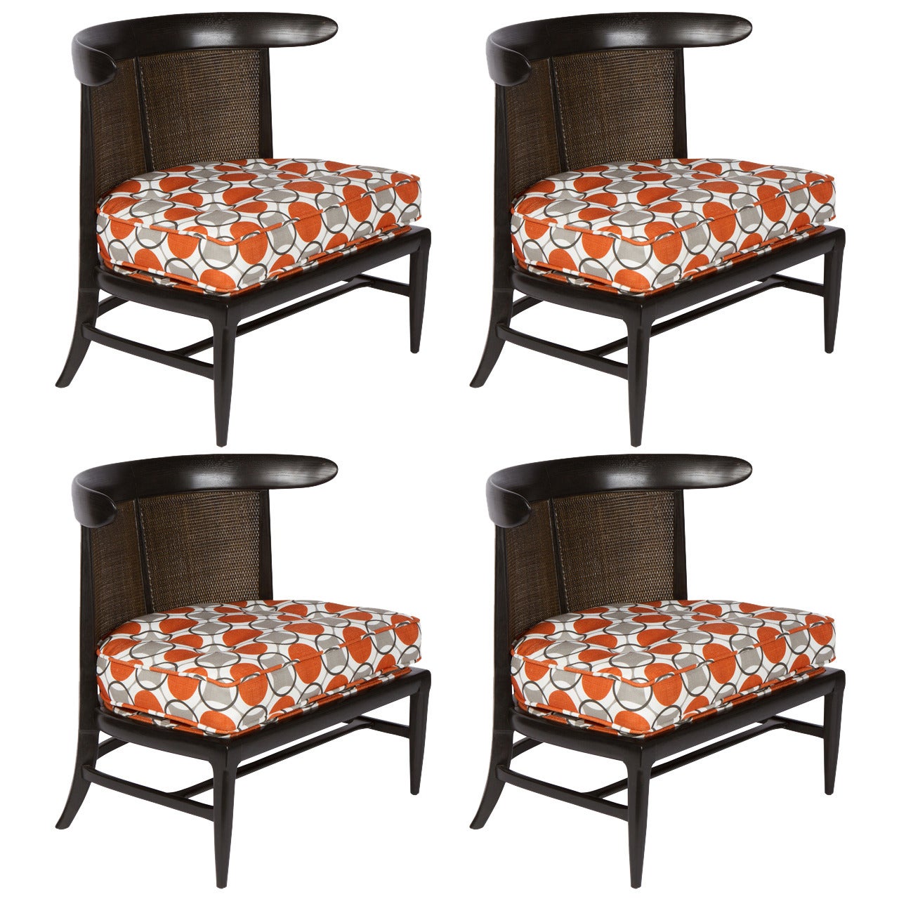 Set of Four Midcentury Barrel Back Lounge Chairs, 1960s