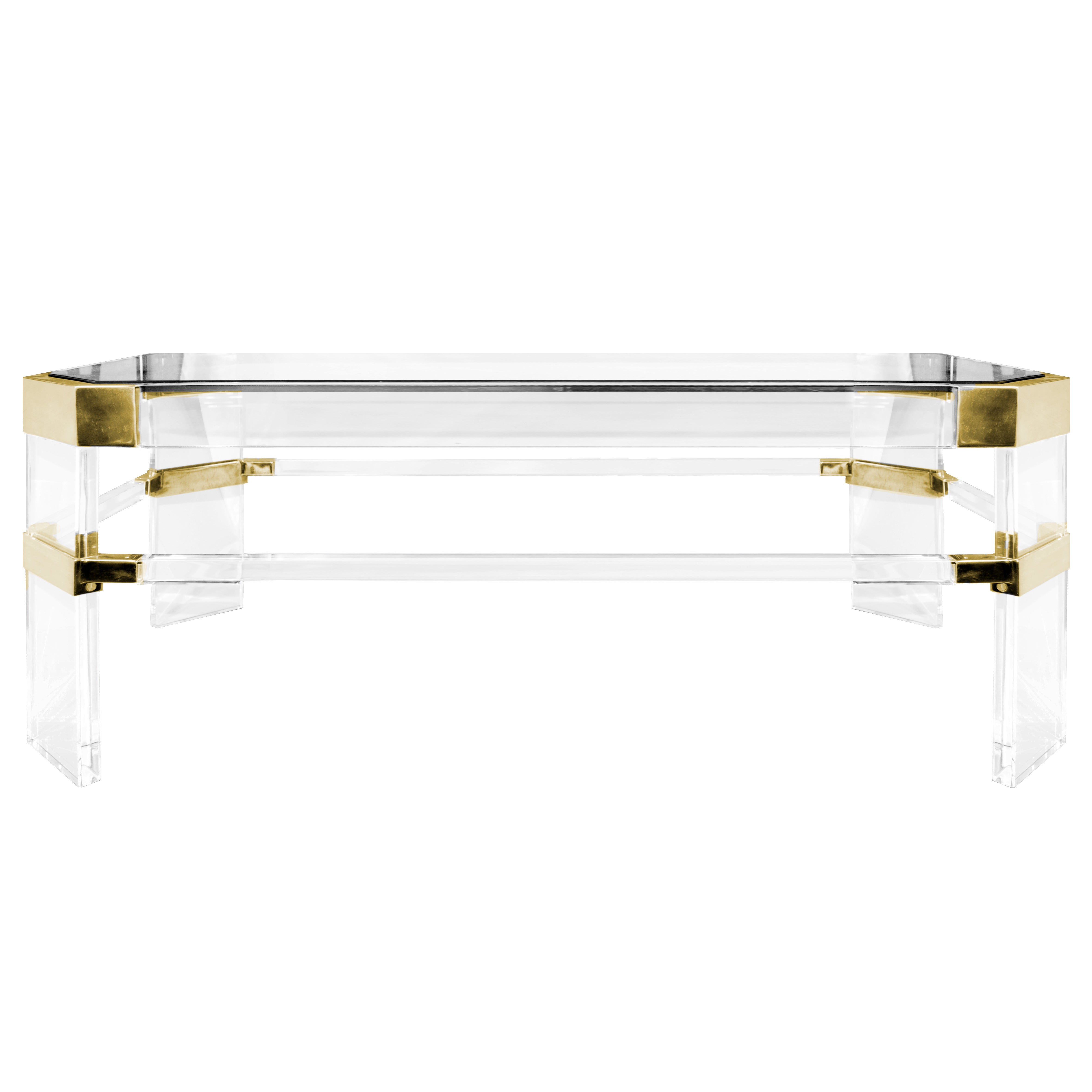 Brass and Lucite Table by Charles Hollis Jones