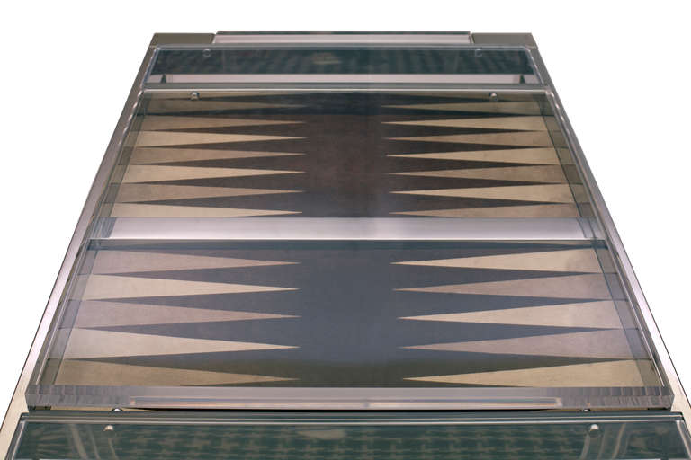 American Lucite and Nickel Backgammon Table by Charles Hollis Jones