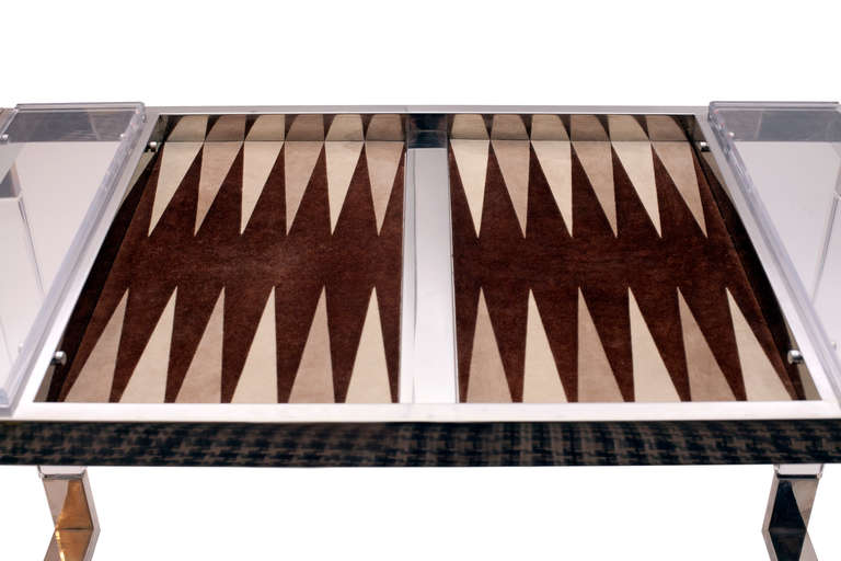 Mid-20th Century Lucite and Nickel Backgammon Table by Charles Hollis Jones