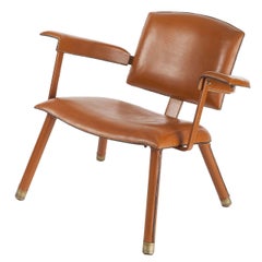 Jacques Adnet, Rare Leather Armchair, France, C. 1950