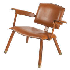 Jacques Adnet, Rare leather armchair, France, c. 1950 1