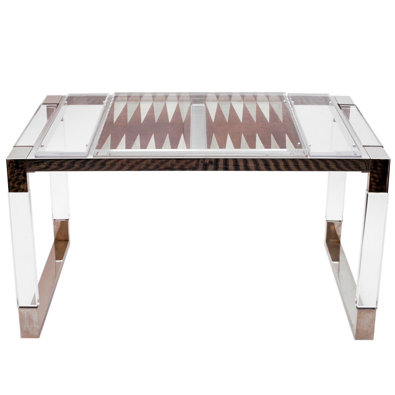 Lucite and Nickel Backgammon Table by Charles Hollis Jones