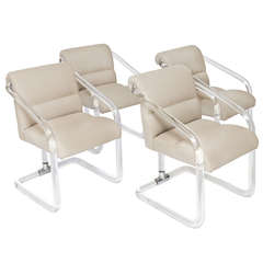 Set of Four Lucite and Nickel Chairs by Lion in Frost