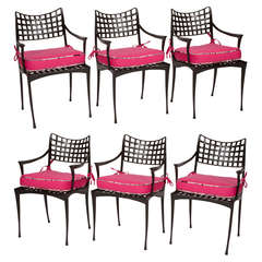 Set of Six Sol y Luna by Brown Jordan Cast Aluminum Chairs