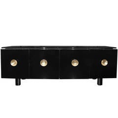 Italienisches Sideboard aus schwarzem Lack, 1970er Jahre