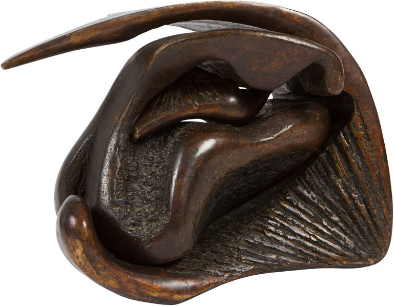 “The Family”, abstract bronze sculpture in three parts by Israeli artist Ahrone Bezalel (1925-2012). Signed on all three parts.