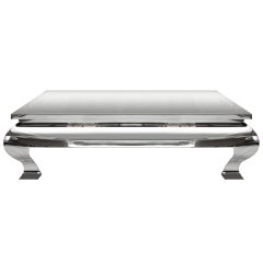 1970s Polished Stainless Steel Coffee Table in the Style of James Mont