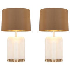 Pair of Parchment and Brass Lamps in the Style of Karl Springer