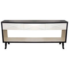 Black Lacquer and Parchment Console Table Black Lacquer and Parchment Console Table