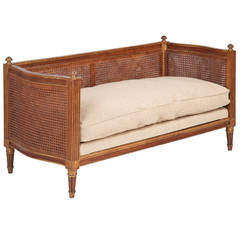 French Louis XVI Style Antique Giltwood Settee Canape Loveseat c. 1890-1910