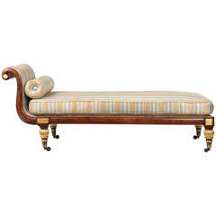 Regency Faux Rosewood Used Recamier Chaise Lounge c. 1825