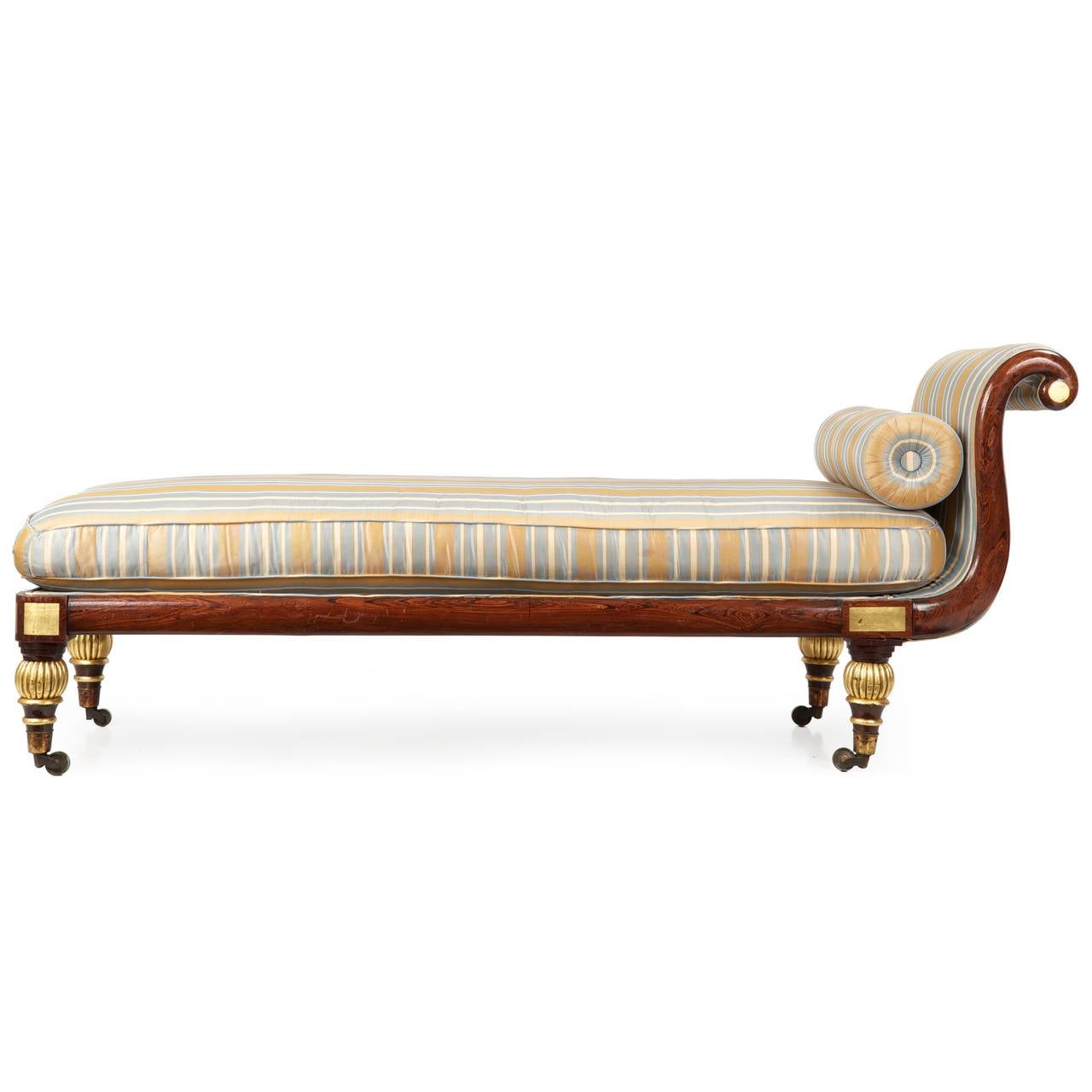 British Regency Faux Rosewood Antique Recamier Chaise Lounge c. 1825