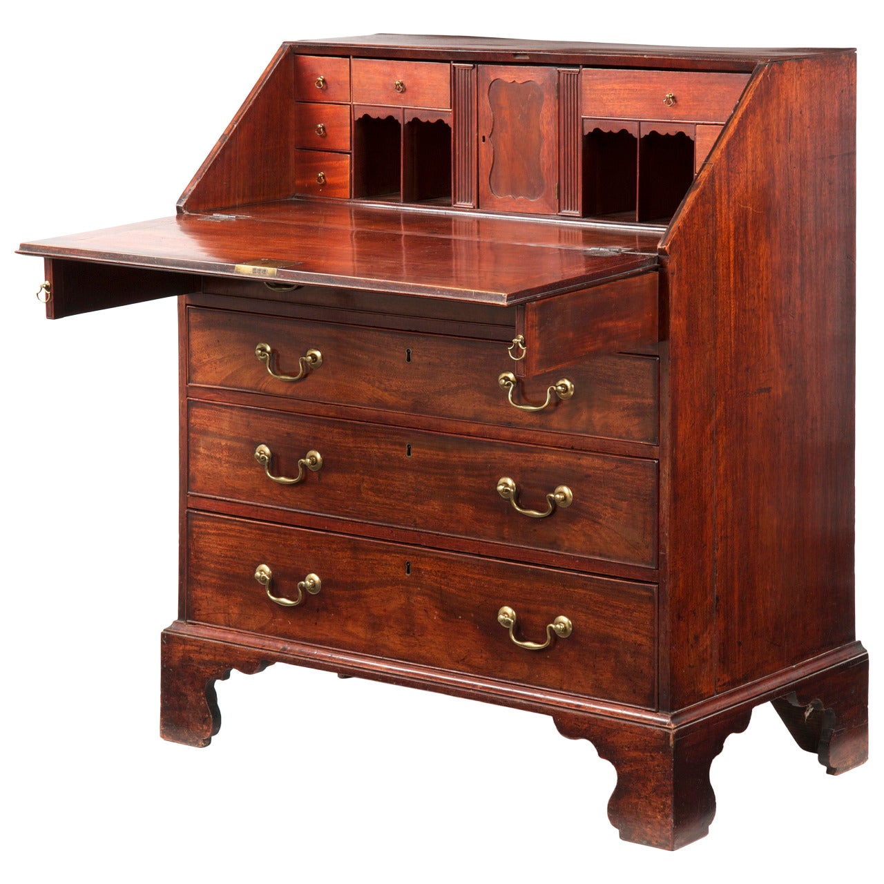 English George III Mahogany Antique Slant Front Desk c. 1780-1800