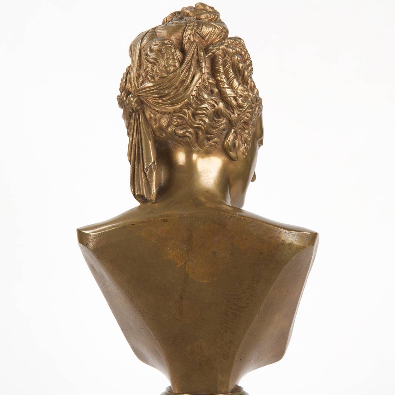 Gilt French Neoclassical Antique Bronze Bust of Diane De Poitiers, 19th Century