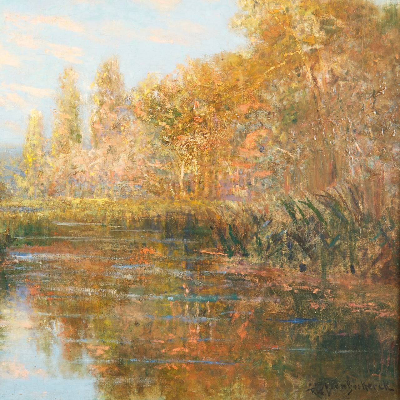 Paint Robert Ward van Boskerck Antique Oil on Canvas of Autumn