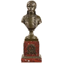 Patinated French Bronze Bust Sculpture of Napoleon as First Consul, 19th Century