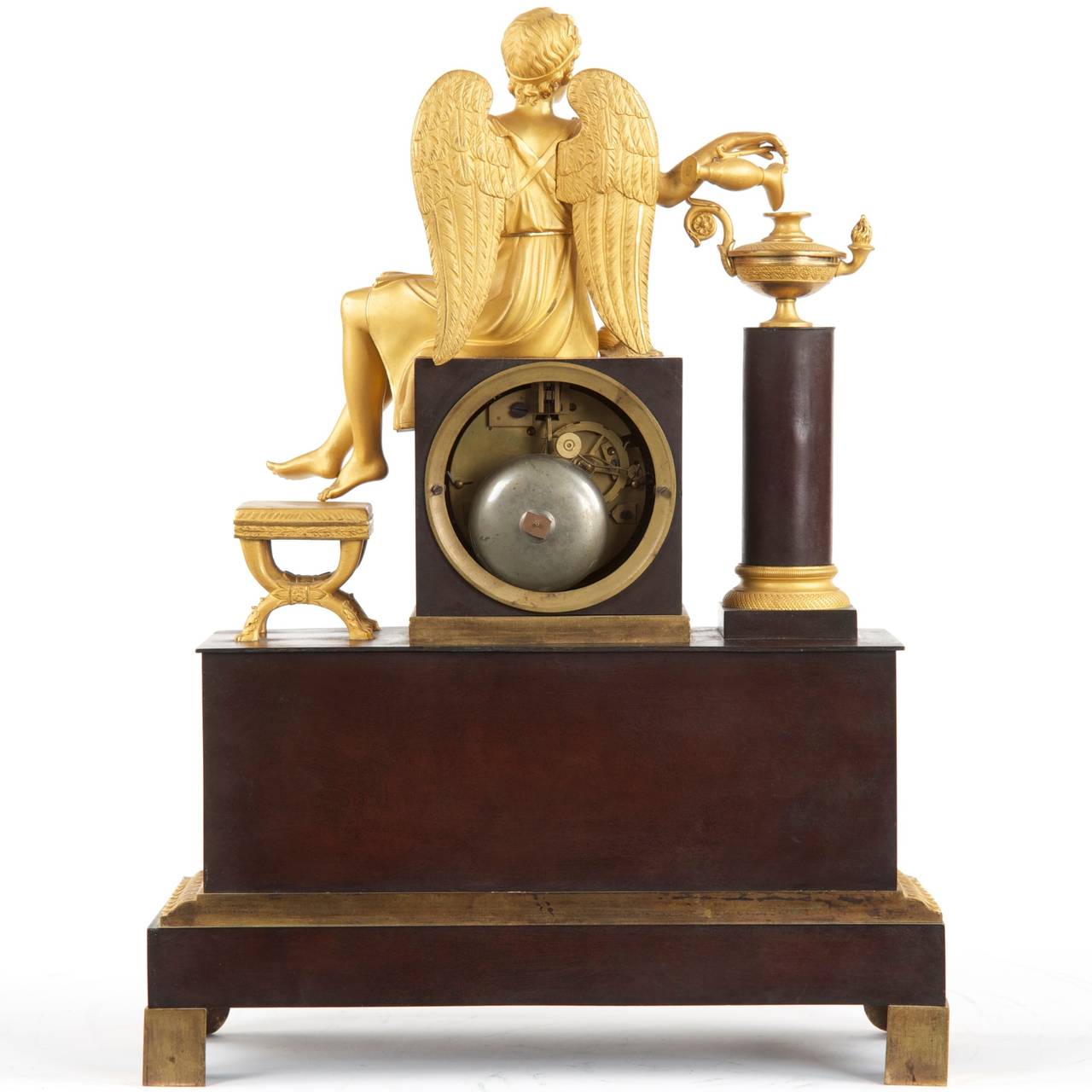 Cast 19th Century French Ormolu and Patinated Bronze Mantel Clock