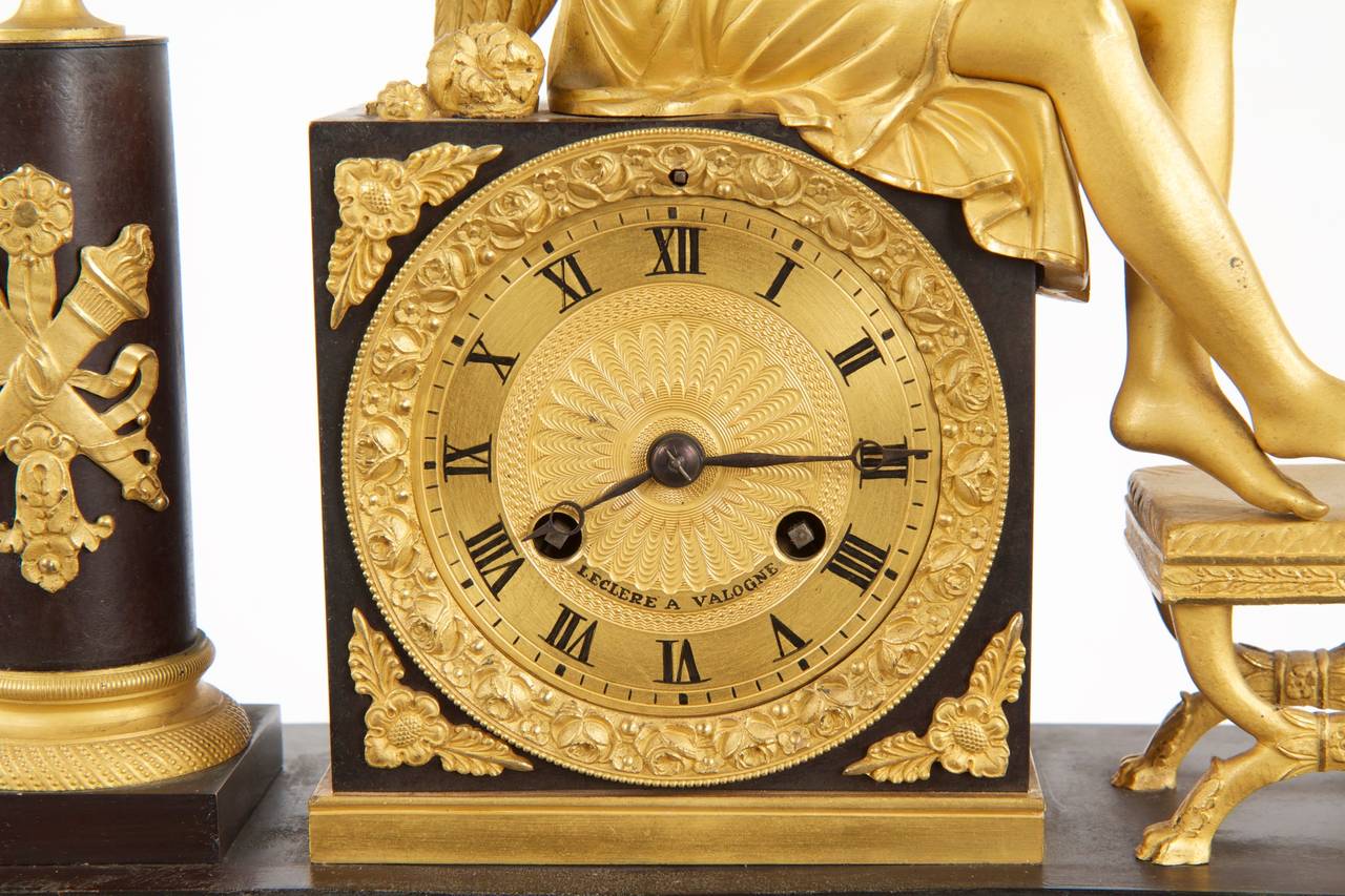 19th Century French Ormolu and Patinated Bronze Mantel Clock 2