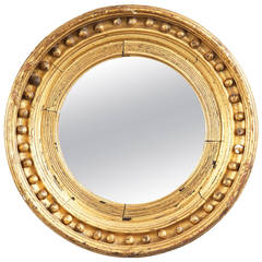 American Federal Giltwood Convex Antique Mirror, Early 19th Century
