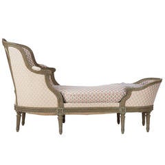 French Louis XVI Style Painted Antique Chaise Lounge Longue Settee, circa 1900