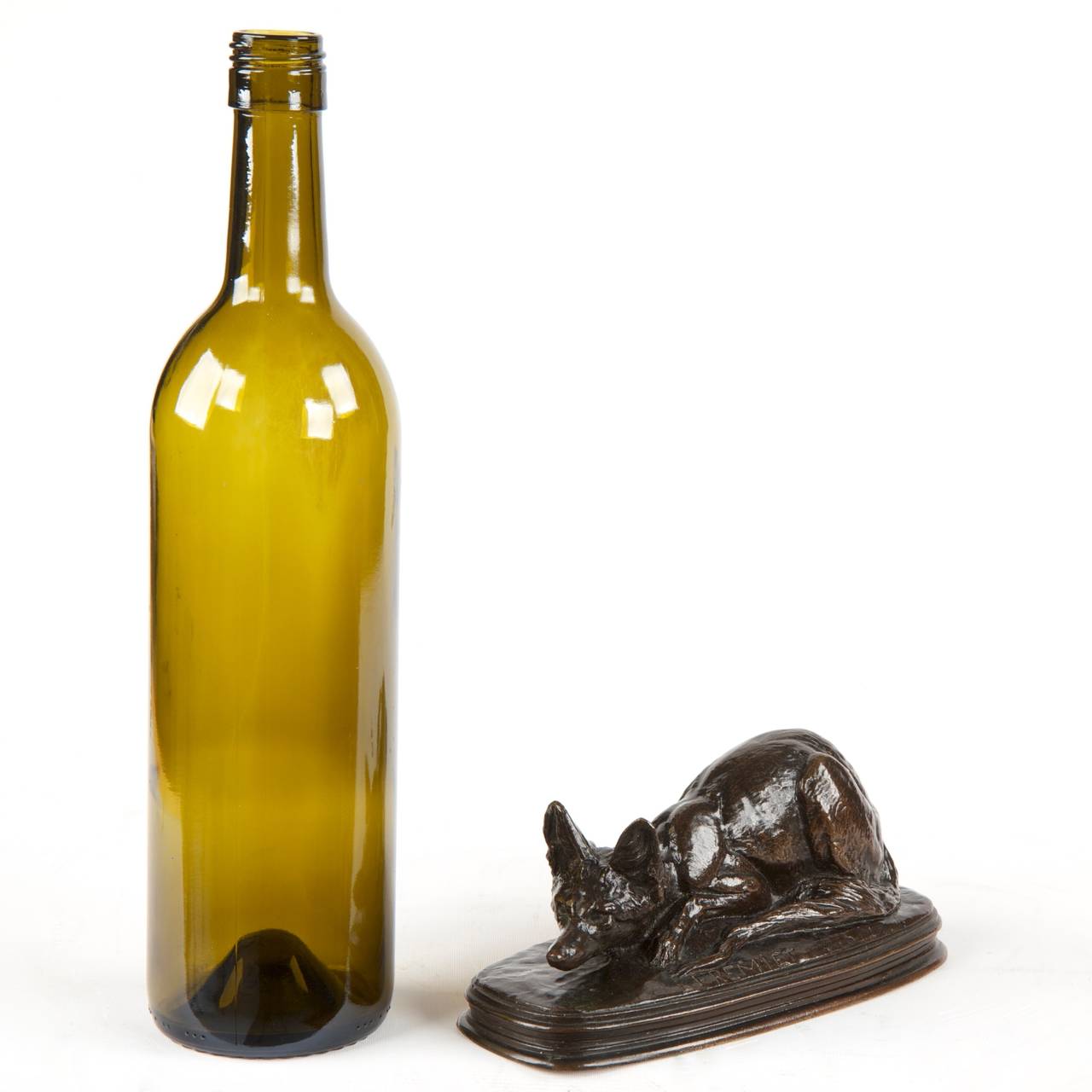 Emmanuel Fremiet Bronze Sculpture of Resting Fox, "Renard d'Egypte"