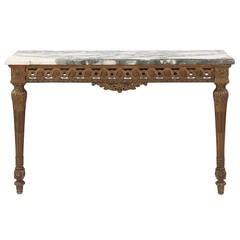 French Louis XVI Style Giltwood, Marble-Top Antique Console Table