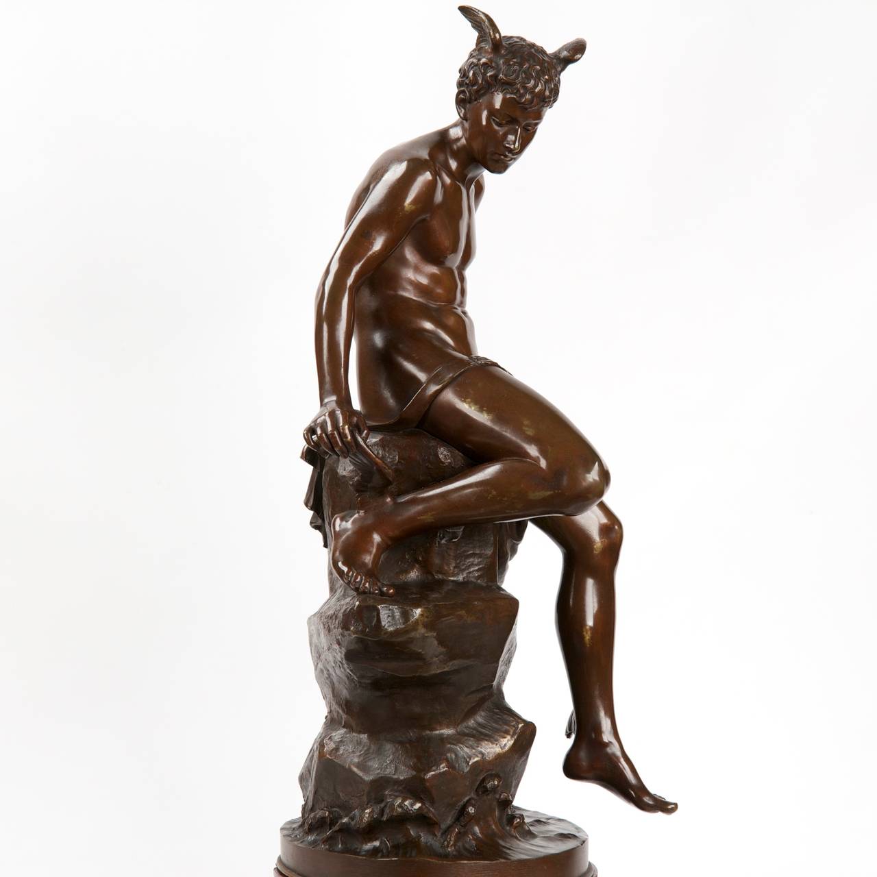 French Eutrope Bouret Antique Bronze Sculpture of Mercury