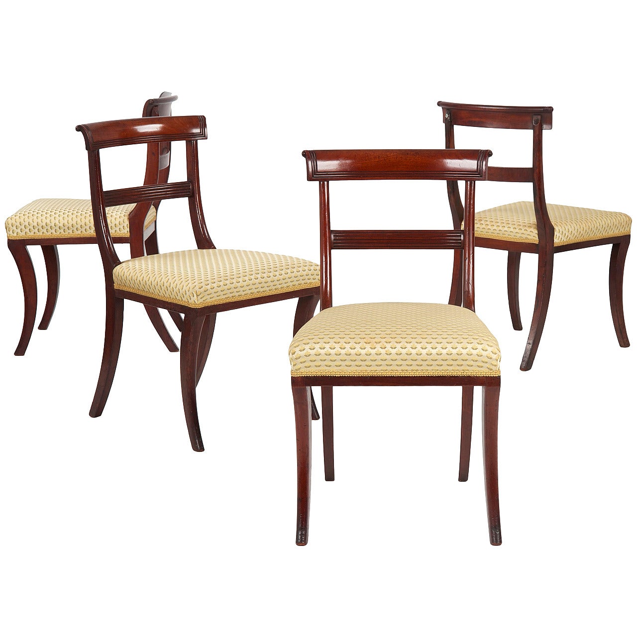 19th Century Set of Four English Regency Antique Dining Chairs, circa 1810-20