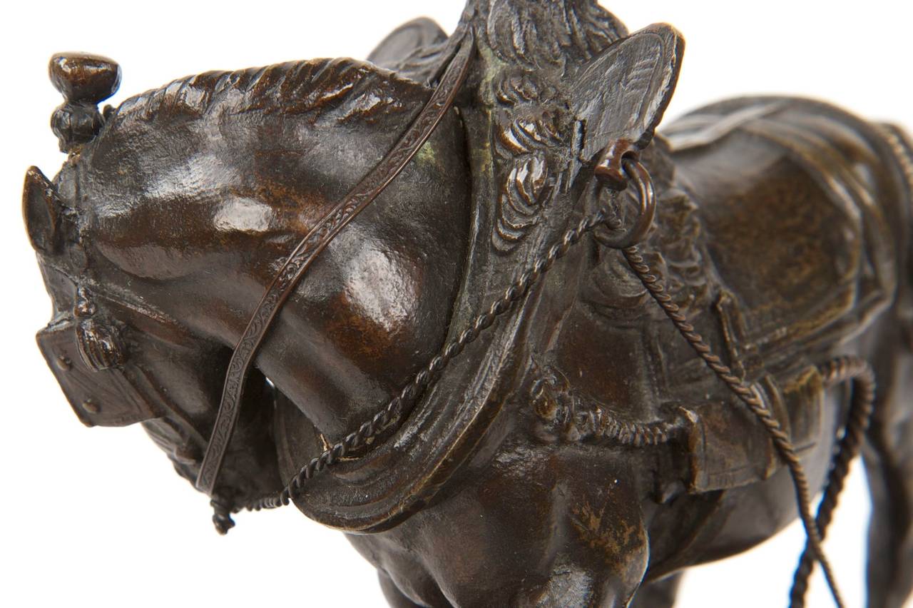 Jean-Francois Theodore Gechter Antike französische Bronzeskulptur eines Pferdes (Mittleres 19. Jahrhundert)