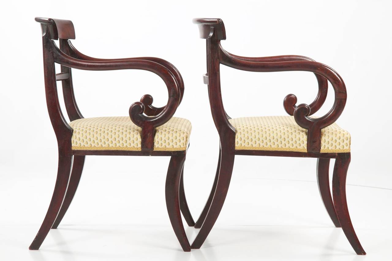 British Eight 19th Century English Regency Antique Dining Chairs, circa 1810