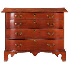 Antique American Chippendale Oxbow Serpentine Chest of Drawers, Massachusetts