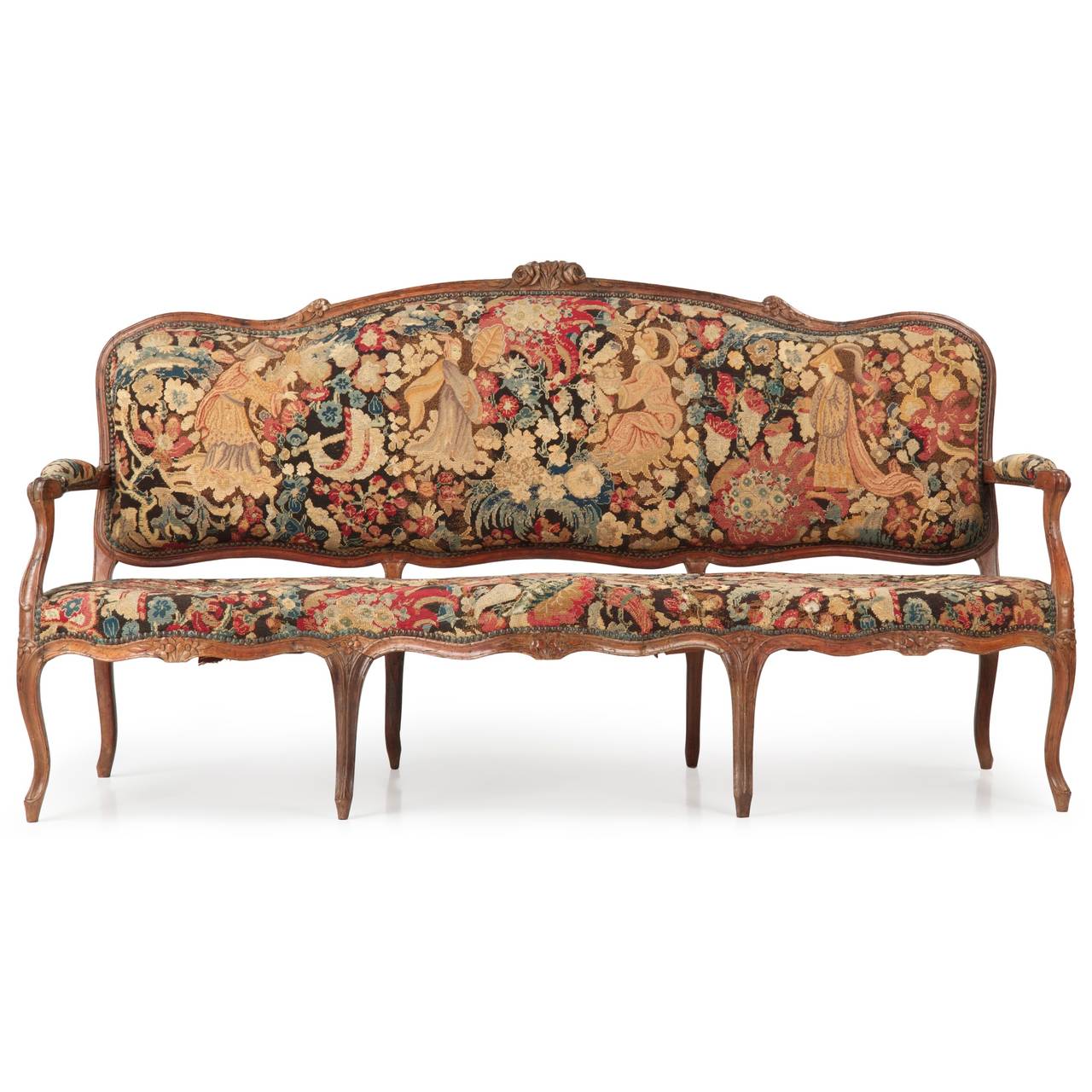 A precise and highly accomplished work of art, this well preserved French Louis XV period canapé was crafted during the middle of the 18th Century.  It has been lovingly conserved in the last century, clearly by a craftsman with a passion for