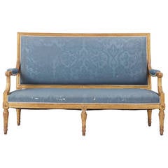 19th Century French Louis XVI Style, Antique Gilt Settee Canape