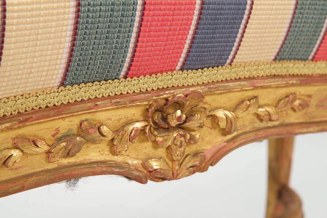 Wood French Antique Window Bench or Stool in Louis XV Taste, circa 1890