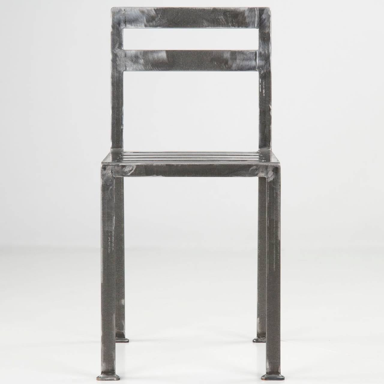 FRENCH INDUSTRIAL STYLE WELDED AND TUMBLED STEEL SIDE CHAIR

Item #  1502AKW-n 

Several years back we acquired a set of French Industrial welded steel chairs that I found absolutely inspiring - the lines were angular and perfect, the form free