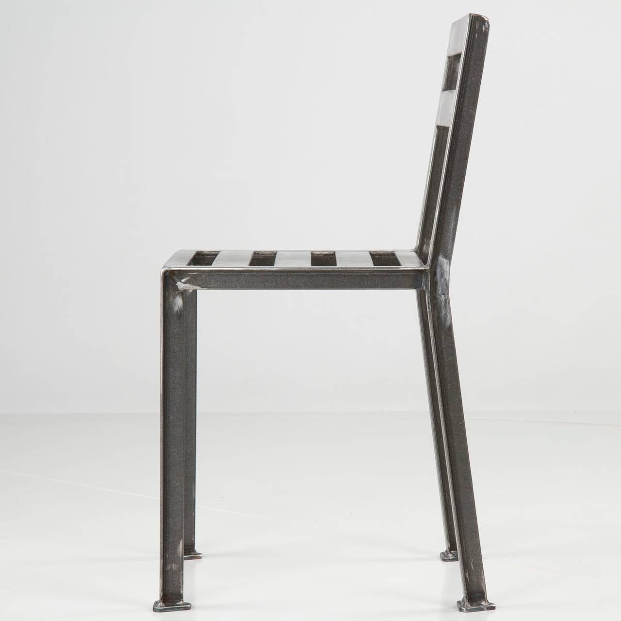 Contemporary Industrial Style Welded Steel Minimalist Dining Side Chair, 21st Century